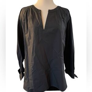 NWT BANANA REPUBLIC Cotton Pullover Top V Neck Casual Preppy Solid Black Size XL